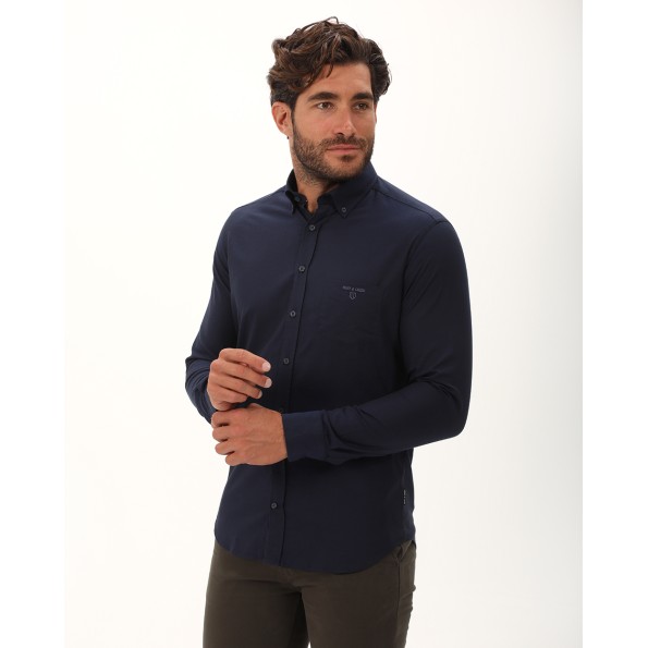 Ανδρικό πουκάμισο NAVY & GREEN comfort fit ναυτικό μπλε Ανδρικά