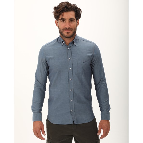 Ανδρικό πουκάμισο NAVY & GREEN comfort fit μπλε
