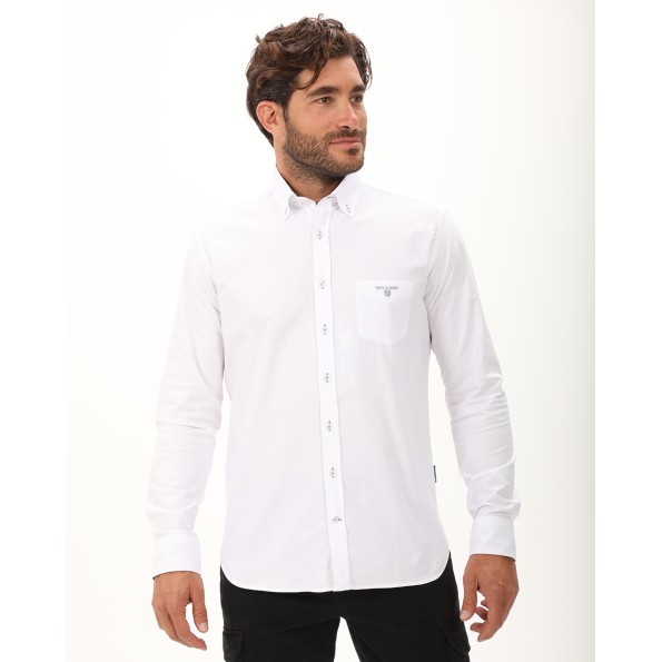 Ανδρικό πουκάμισο NAVY & GREEN comfort fit λευκό