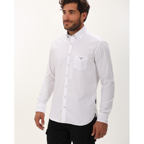 Ανδρικό πουκάμισο NAVY & GREEN comfort fit λευκό Ανδρικά