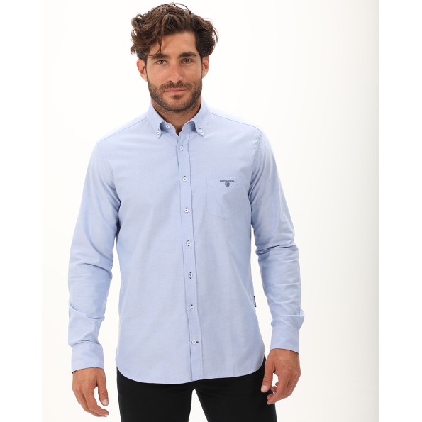 Ανδρικό πουκάμισο NAVY & GREEN comfort fit γαλάζιο