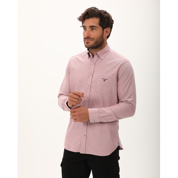 Ανδρικό πουκάμισο NAVY & GREEN comfort fit ανοιχτό κόκκινο Ανδρικά