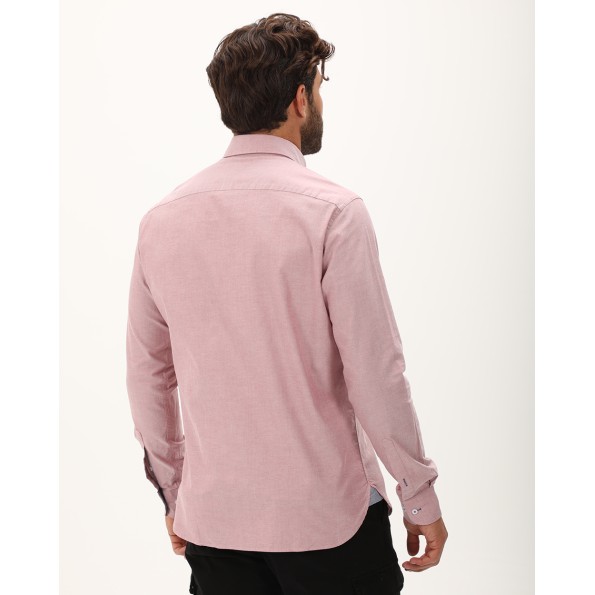 Ανδρικό πουκάμισο NAVY & GREEN comfort fit ανοιχτό κόκκινο Ανδρικά