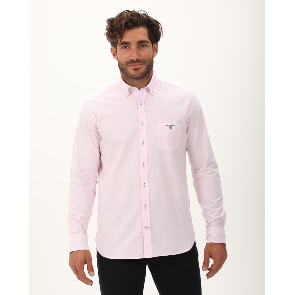Ανδρικό πουκάμισο NAVY & GREEN comfort fit ροζ