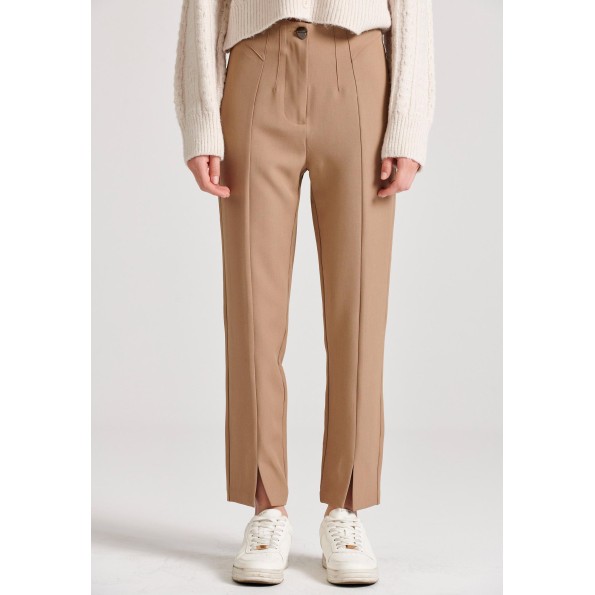 Γυναικείο cropped παντελόνι FUNKY BUDDHA FBL010-133-02 μπεζ