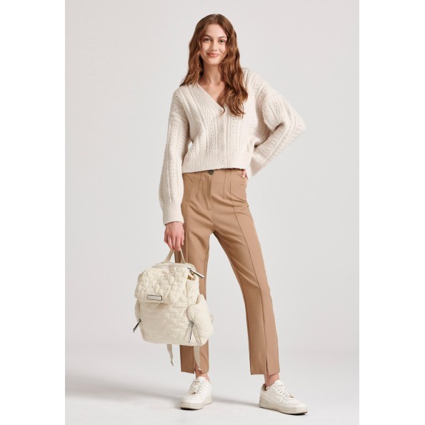 Γυναικείο cropped παντελόνι FUNKY BUDDHA FBL010-133-02 μπεζ Γυναικεία