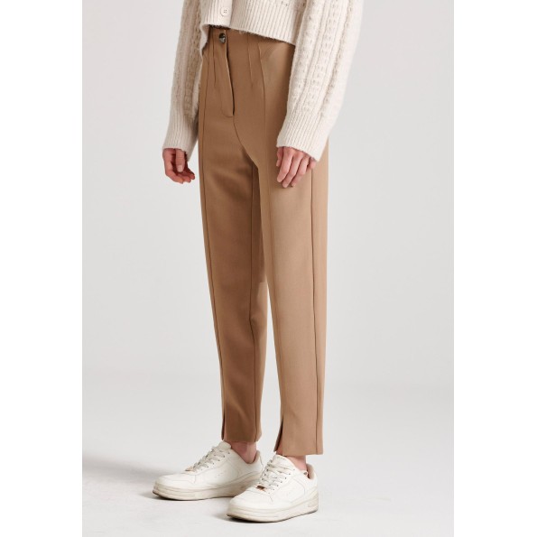 Γυναικείο cropped παντελόνι FUNKY BUDDHA FBL010-133-02 μπεζ Γυναικεία