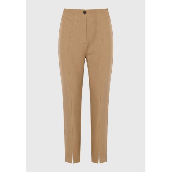Γυναικείο cropped παντελόνι FUNKY BUDDHA FBL010-133-02 μπεζ Γυναικεία