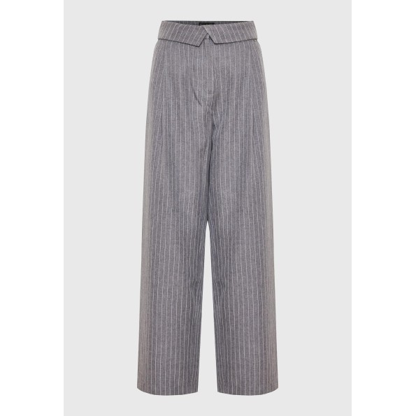 Γυναικείο wide leg παντελόνι FUNKY BUDDHA FBL010-124-02 γκρι ριγέ Γυναικεία