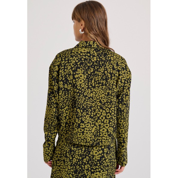 Γυναικείο cropped πουκάμισο FUNKY BUDDHA FBL010-104-05 λαδί Γυναικεία