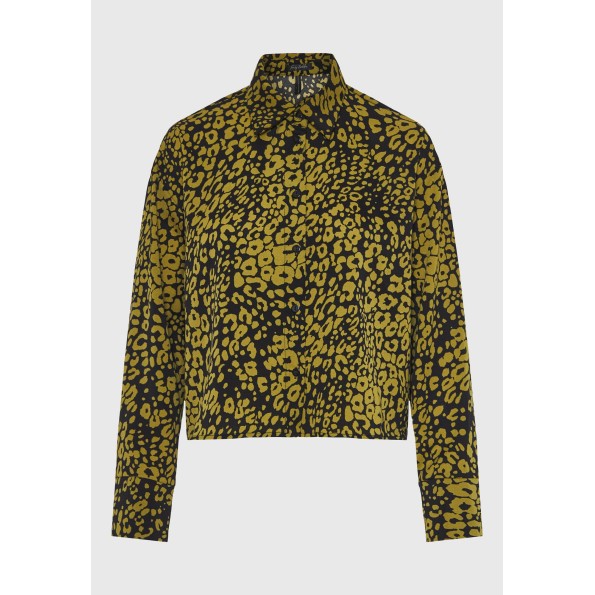 Γυναικείο cropped πουκάμισο FUNKY BUDDHA FBL010-104-05 λαδί Γυναικεία