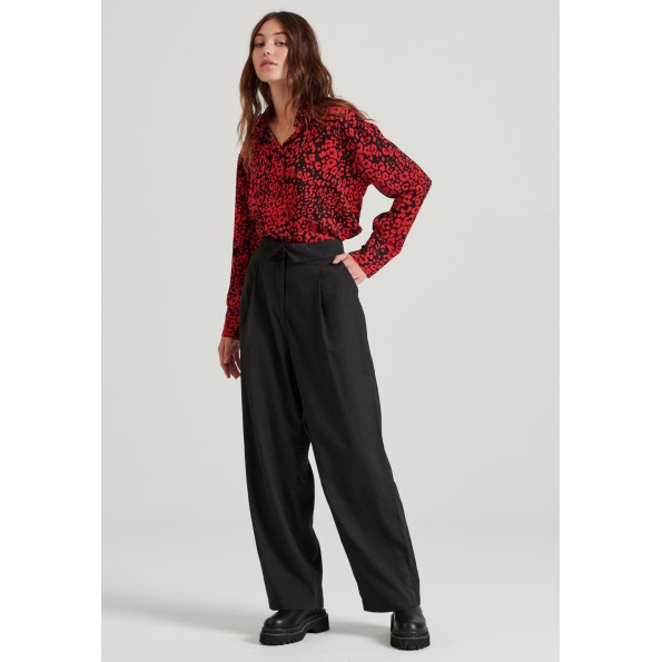 Γυναικείο cropped πουκάμισο FUNKY BUDDHA FBL010-104-05 κόκκινο Γυναικεία