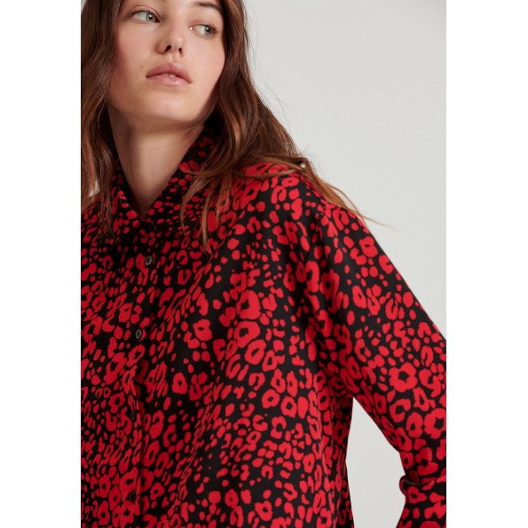 Γυναικείο cropped πουκάμισο FUNKY BUDDHA FBL010-104-05 κόκκινο Γυναικεία