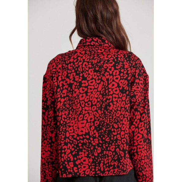 Γυναικείο cropped πουκάμισο FUNKY BUDDHA FBL010-104-05 κόκκινο Γυναικεία