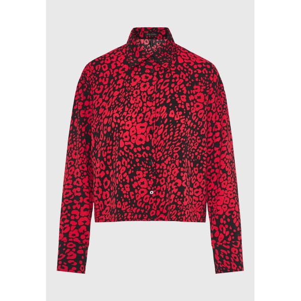 Γυναικείο cropped πουκάμισο FUNKY BUDDHA FBL010-104-05 κόκκινο Γυναικεία