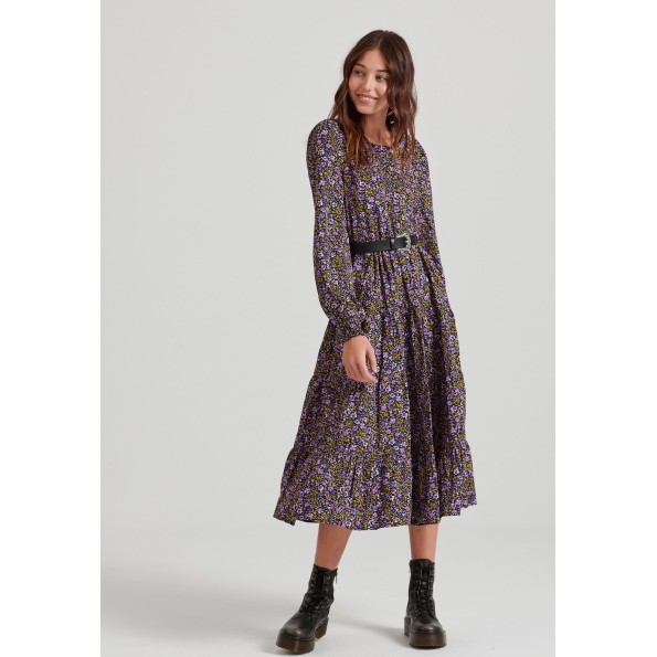 Γυναικείο floral midi φόρεμα FUNKY BUDDHA FBL010-135-13 εμπριμέ