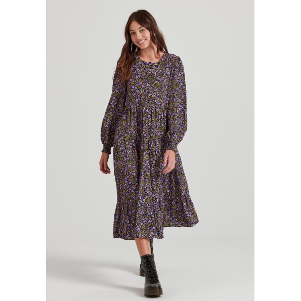 Γυναικείο floral midi φόρεμα FUNKY BUDDHA FBL010-135-13 εμπριμέ Γυναικεία