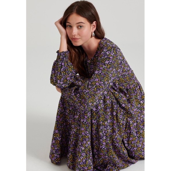 Γυναικείο floral midi φόρεμα FUNKY BUDDHA FBL010-135-13 εμπριμέ Γυναικεία