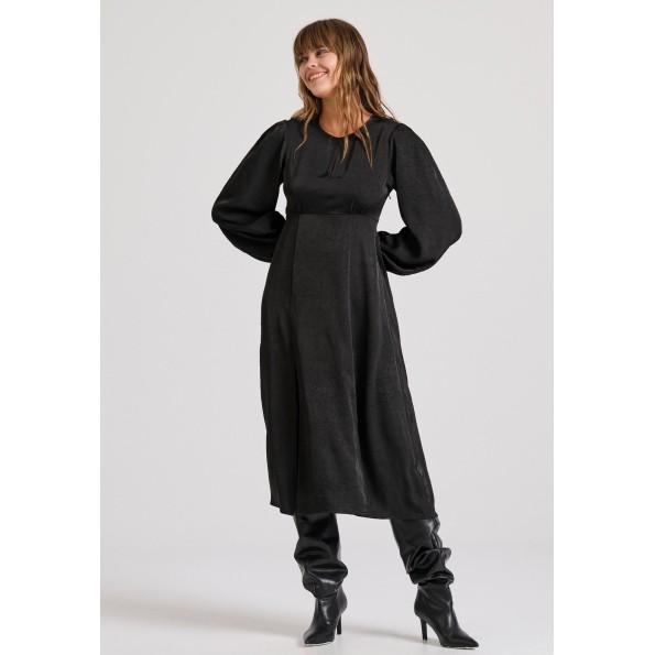 Γυναικείο midi σατινέ φόρεμα FUNKY BUDDHA FBL010-129-13 μαύρο