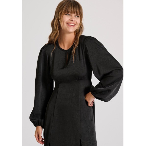 Γυναικείο midi σατινέ φόρεμα FUNKY BUDDHA FBL010-129-13 μαύρο Γυναικεία