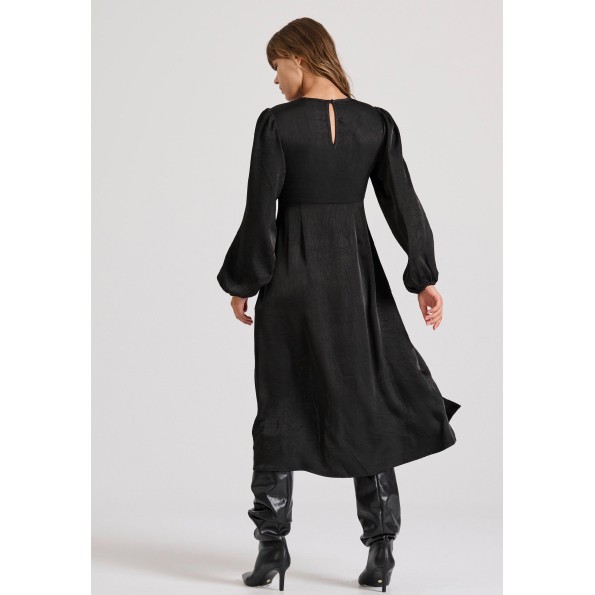 Γυναικείο midi σατινέ φόρεμα FUNKY BUDDHA FBL010-129-13 μαύρο Γυναικεία