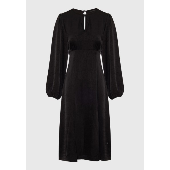 Γυναικείο midi σατινέ φόρεμα FUNKY BUDDHA FBL010-129-13 μαύρο Γυναικεία