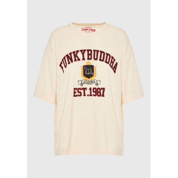 Γυναικείο t-shirt FUNKY BUDDHA FBL010-113-04 εκρού Γυναικεία