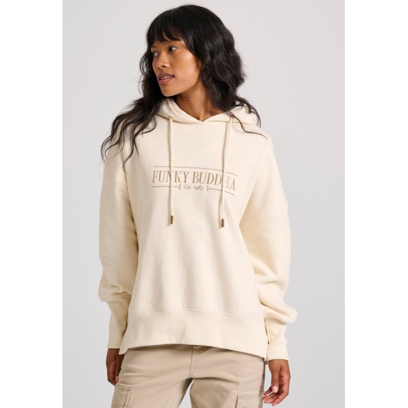 Γυναικεία oversized φούτερ μπλούζα FUNKY BUDDHA FBL010-112-06 εκρού