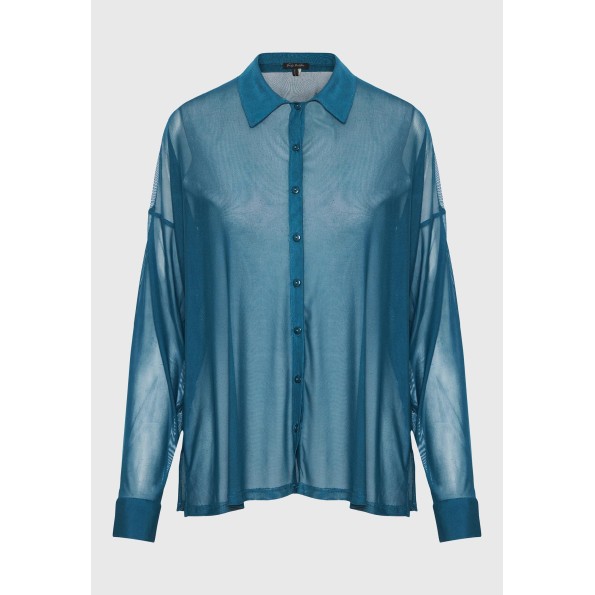 Γυναικείο διάφανο πουκάμισο FUNKY BUDDHA FBL010-103-05 μπλε Γυναικεία