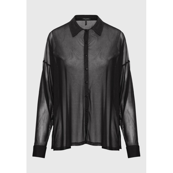 Γυναικείο διάφανο πουκάμισο FUNKY BUDDHA FBL010-103-05 μαύρο Γυναικεία