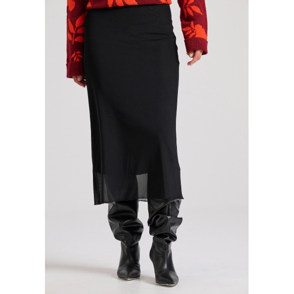 Γυναικεία midi φούστα FUNKY BUDDHA FBL010-125-14 μαύρη