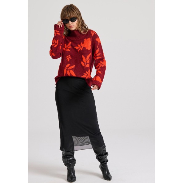 Γυναικεία midi φούστα FUNKY BUDDHA FBL010-125-14 μαύρη Γυναικεία