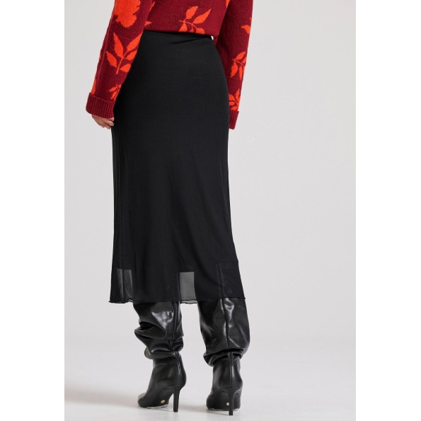 Γυναικεία midi φούστα FUNKY BUDDHA FBL010-125-14 μαύρη Γυναικεία