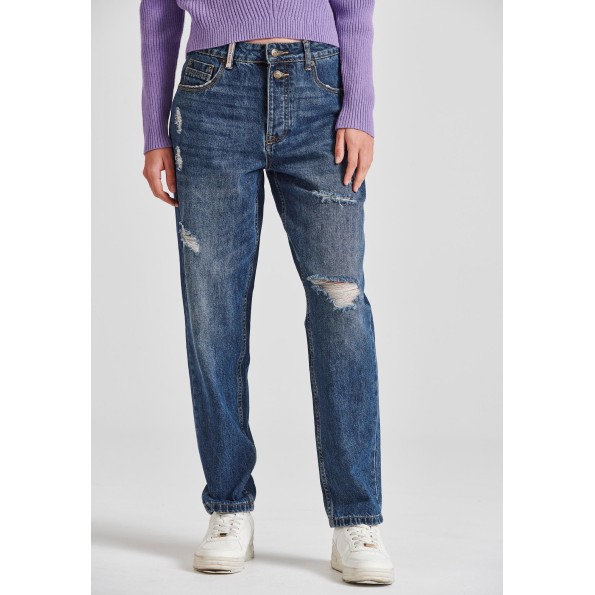 Γυναικείο boyfriend jean παντελόνι FUNKY BUDDHA FBL010-170-02 μπλε