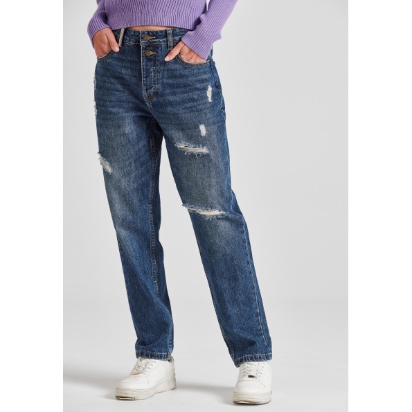 Γυναικείο boyfriend jean παντελόνι FUNKY BUDDHA FBL010-170-02 μπλε Γυναικεία