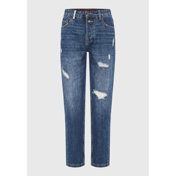 Γυναικείο boyfriend jean παντελόνι FUNKY BUDDHA FBL010-170-02 μπλε Γυναικεία