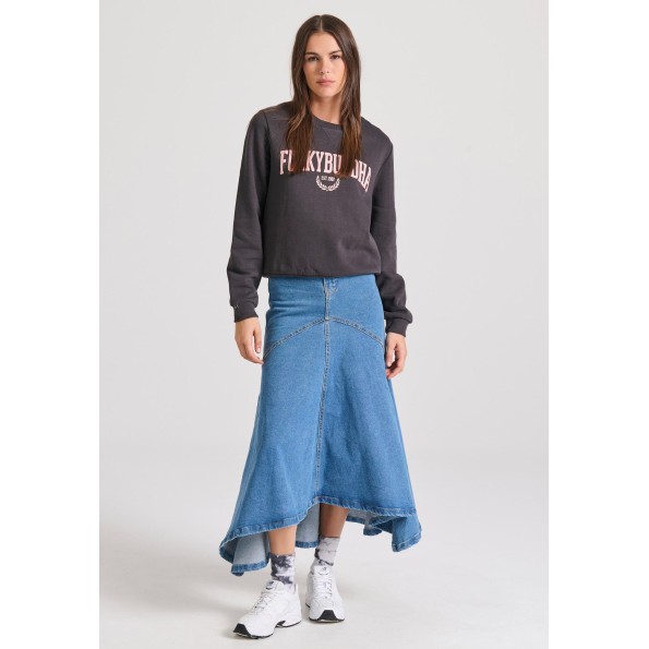 Γυναικεία φούτερ μπλούζα FUNKY BUDDHA FBL010-115-06 ανθρακί Γυναικεία