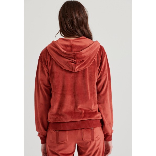 Γυναικεία βελουτέ ζακέτα FUNKY BUDDHA FBL010-100-06 καφέ Γυναικεία