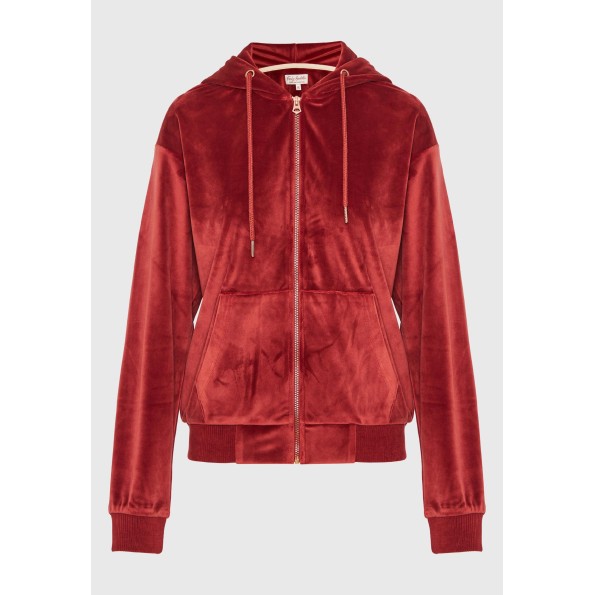 Γυναικεία βελουτέ ζακέτα FUNKY BUDDHA FBL010-100-06 καφέ Γυναικεία