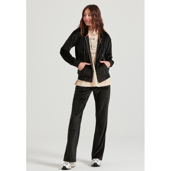 Γυναικεία βελουτέ ζακέτα FUNKY BUDDHA FBL010-100-06 μαύρη Γυναικεία