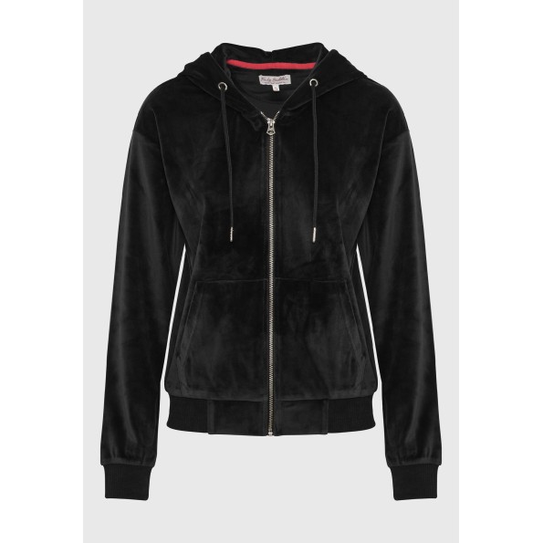 Γυναικεία βελουτέ ζακέτα FUNKY BUDDHA FBL010-100-06 μαύρη Γυναικεία