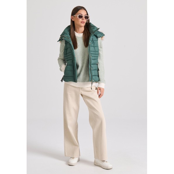 Γυναικείο αμάνικο μπουφάν FUNKY BUDDHA FBL010-102-01 πράσινο Γυναικεία