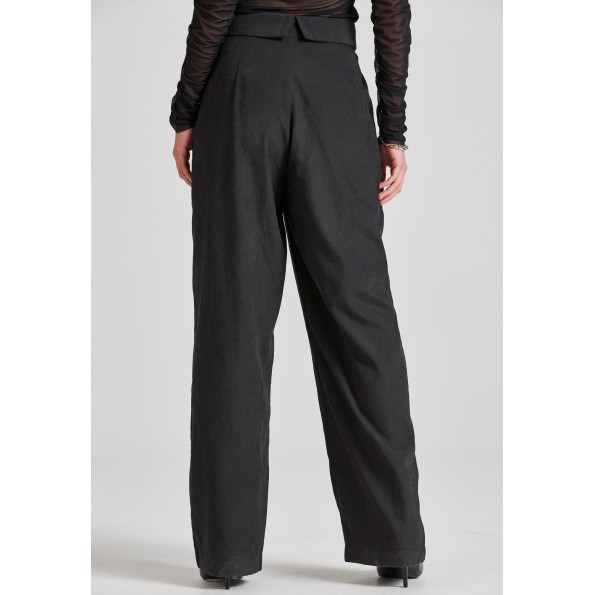 Γυναικείο wide leg παντελόνι FUNKY BUDDHA FBL010-125-02 μαύρο Γυναικεία