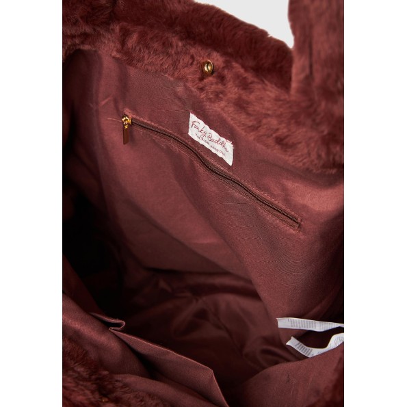 Γυναικεία γούνινη τσάντα ώμου FUNKY BUDDHA FBL010-165-10 καφέ Γυναικεία
