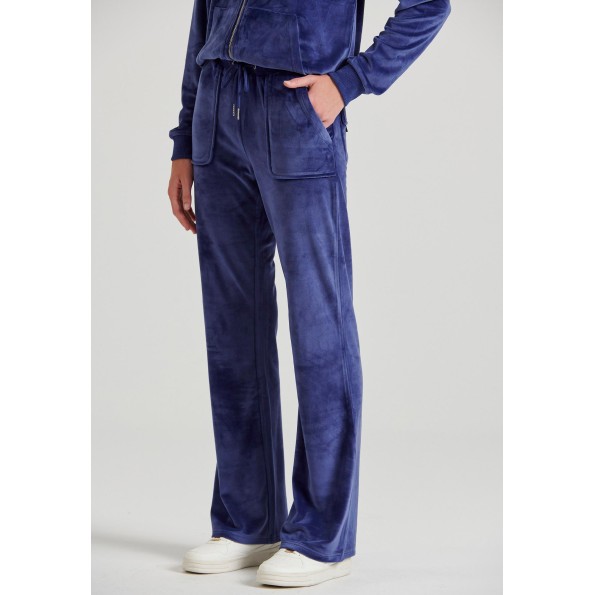 Γυναικείο βελουτέ παντελόνι φόρμας FUNKY BUDDHA FBL010-100-02 μοβ Γυναικεία