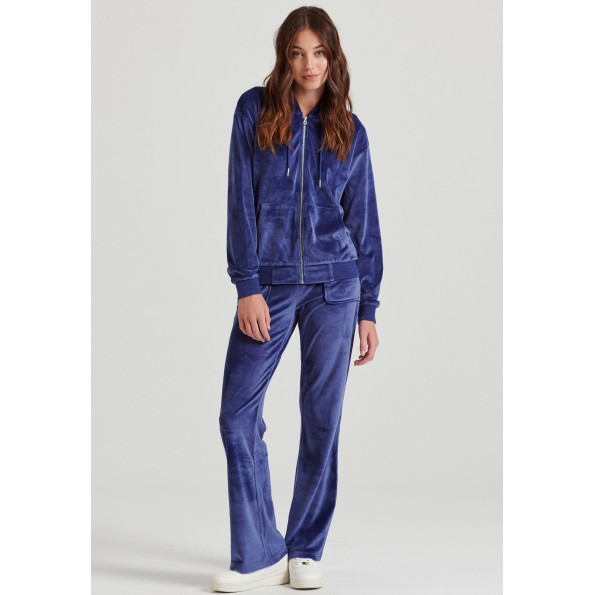 Γυναικείο βελουτέ παντελόνι φόρμας FUNKY BUDDHA FBL010-100-02 μοβ Γυναικεία