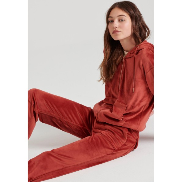 Γυναικείο βελουτέ παντελόνι φόρμας FUNKY BUDDHA FBL010-100-02 καφέ Γυναικεία