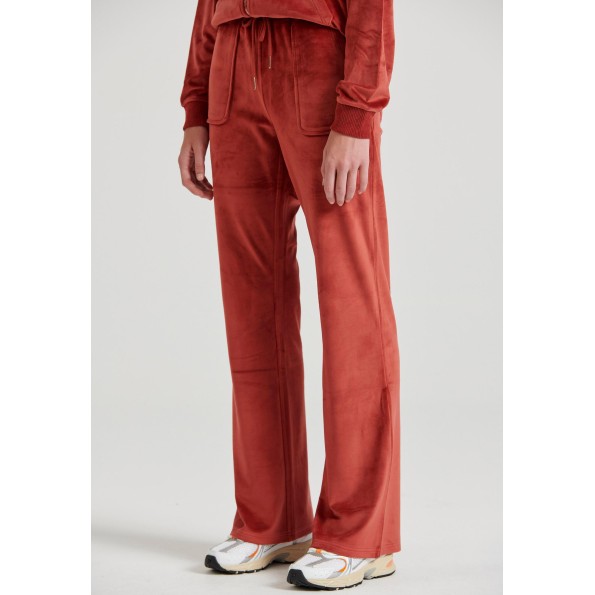 Γυναικείο βελουτέ παντελόνι φόρμας FUNKY BUDDHA FBL010-100-02 καφέ Γυναικεία