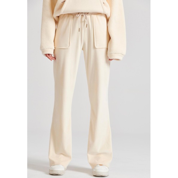 Γυναικείο βελουτέ παντελόνι φόρμας FUNKY BUDDHA FBL010-100-02 εκρού