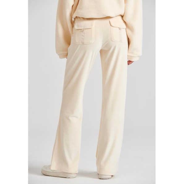 Γυναικείο βελουτέ παντελόνι φόρμας FUNKY BUDDHA FBL010-100-02 εκρού Γυναικεία